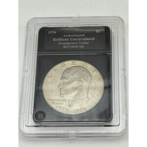 1776-1976 D Eisenhower Liberty Bell Moon Silver One Dollar US Bicentennial Coin